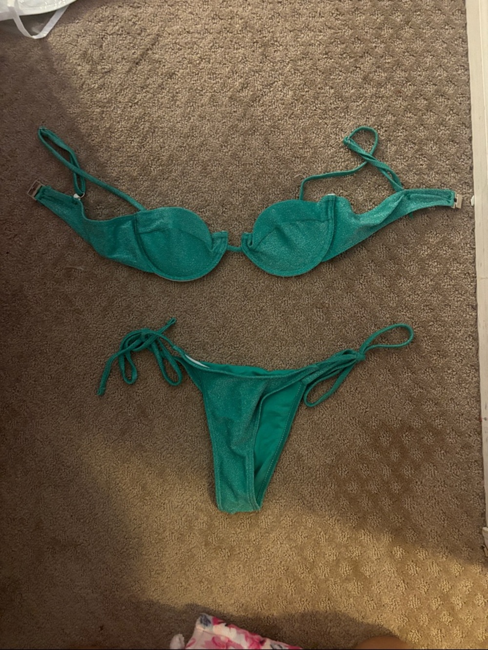Women's Teal Underwire Tie-Side Bikini Set